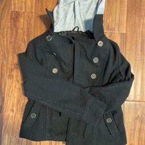 Pea coat with hood